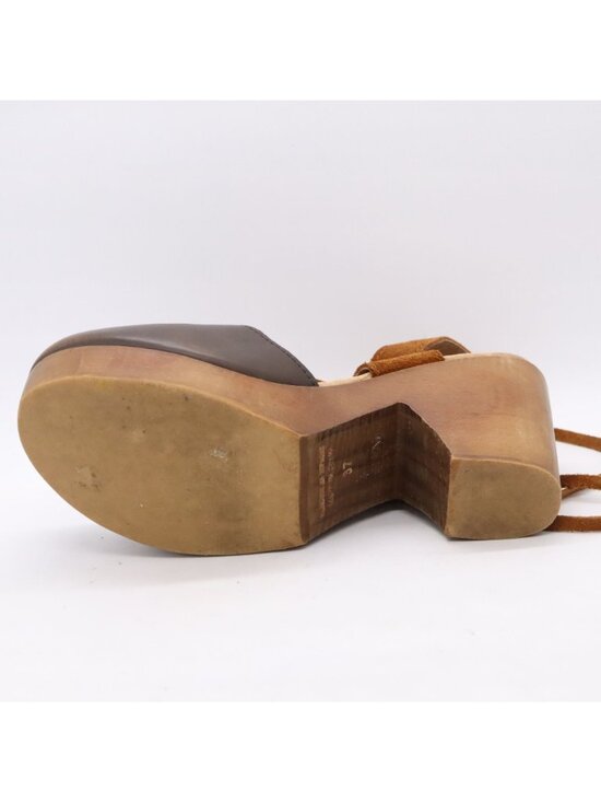 Free People Belmont Brown Leather Ankle Strap High Heel Clogs Women's Sz 36 / 6 - Picture 16 of 16